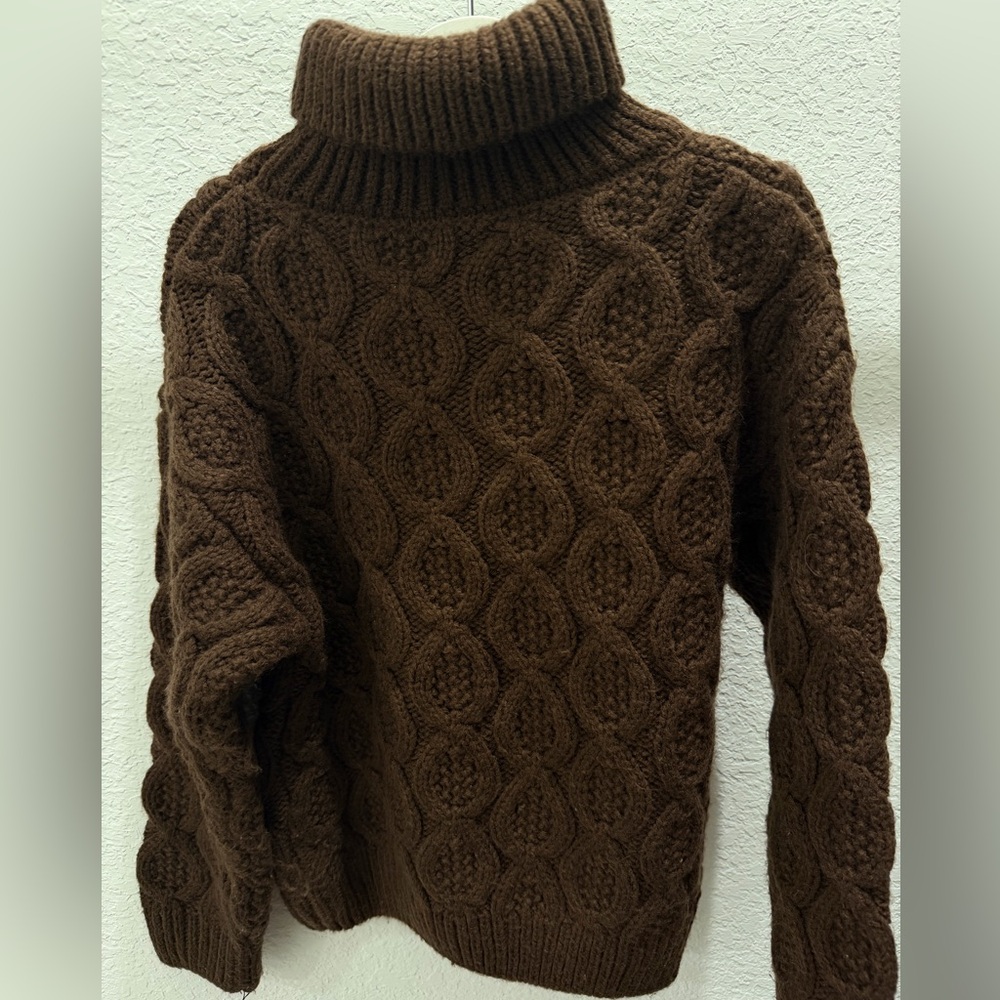 Turtleneck Brown Knit Sweater for Kids